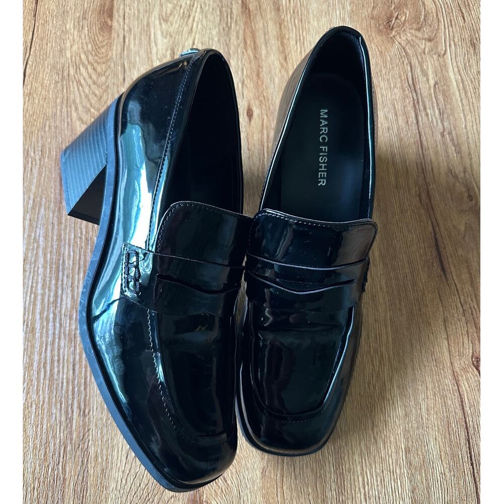 Marc Fisher Women's Black Block Heel Loafers Size 8.5